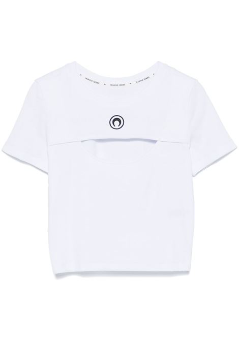 moon logo cut-out t-shirt woman white MARINE SERRE | WTT023A CJER0011WH10